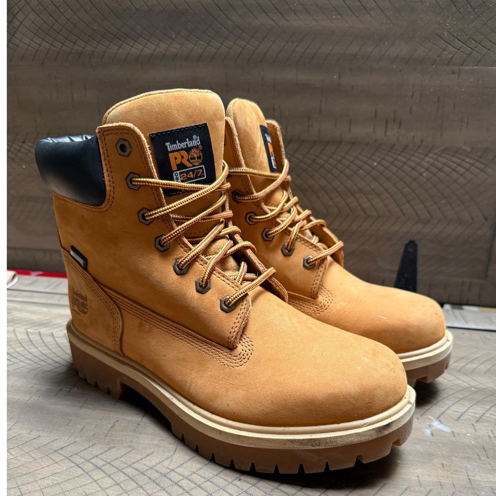 Timberland PRO Direct Attach Boots Mens 9 Wheat Waterproof Soft Toe 6 Inch